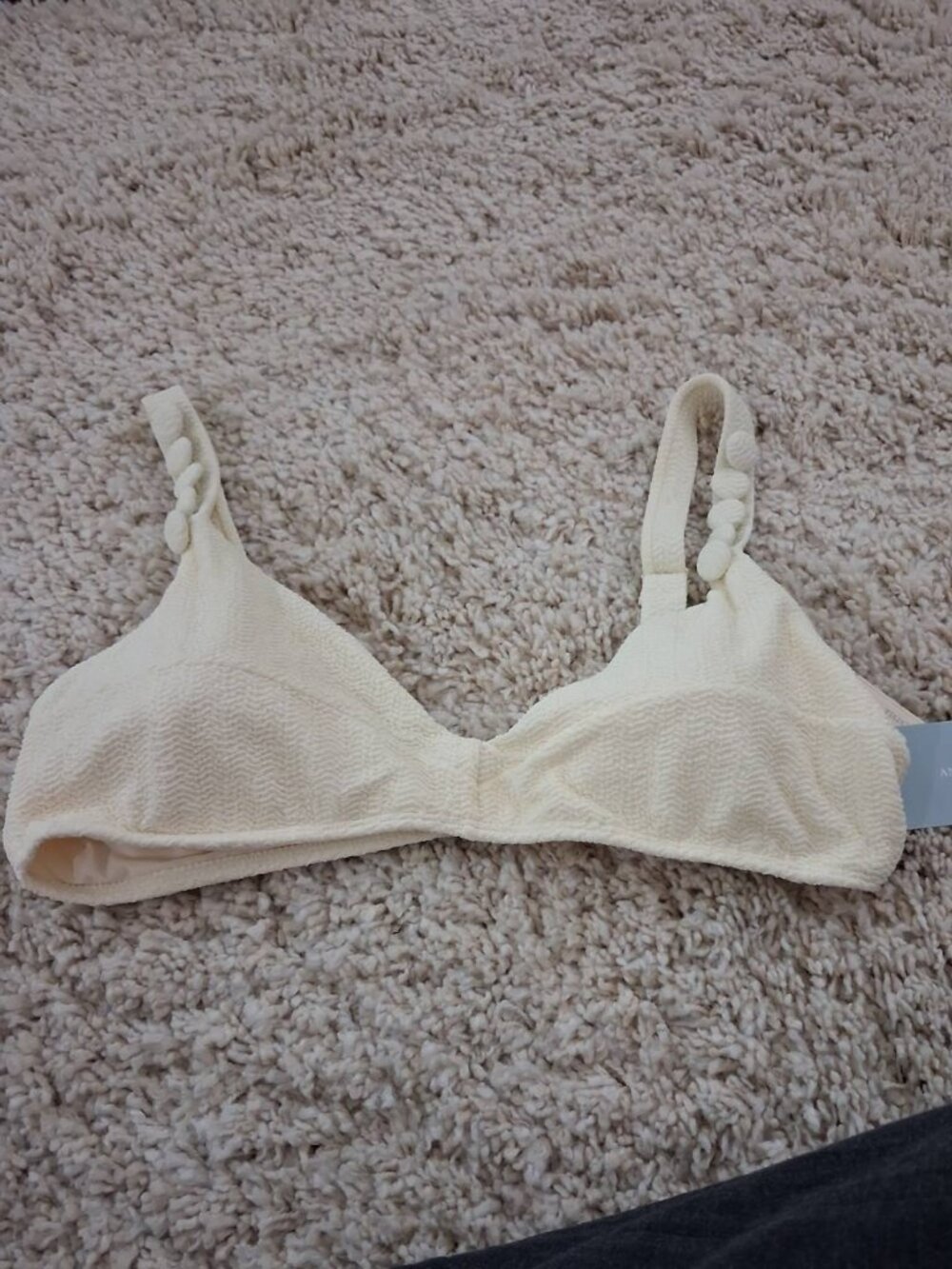 Antonio Melani Pearl Textured Bralette Swim Top – Cream/Pearl – Size L (NWT)
